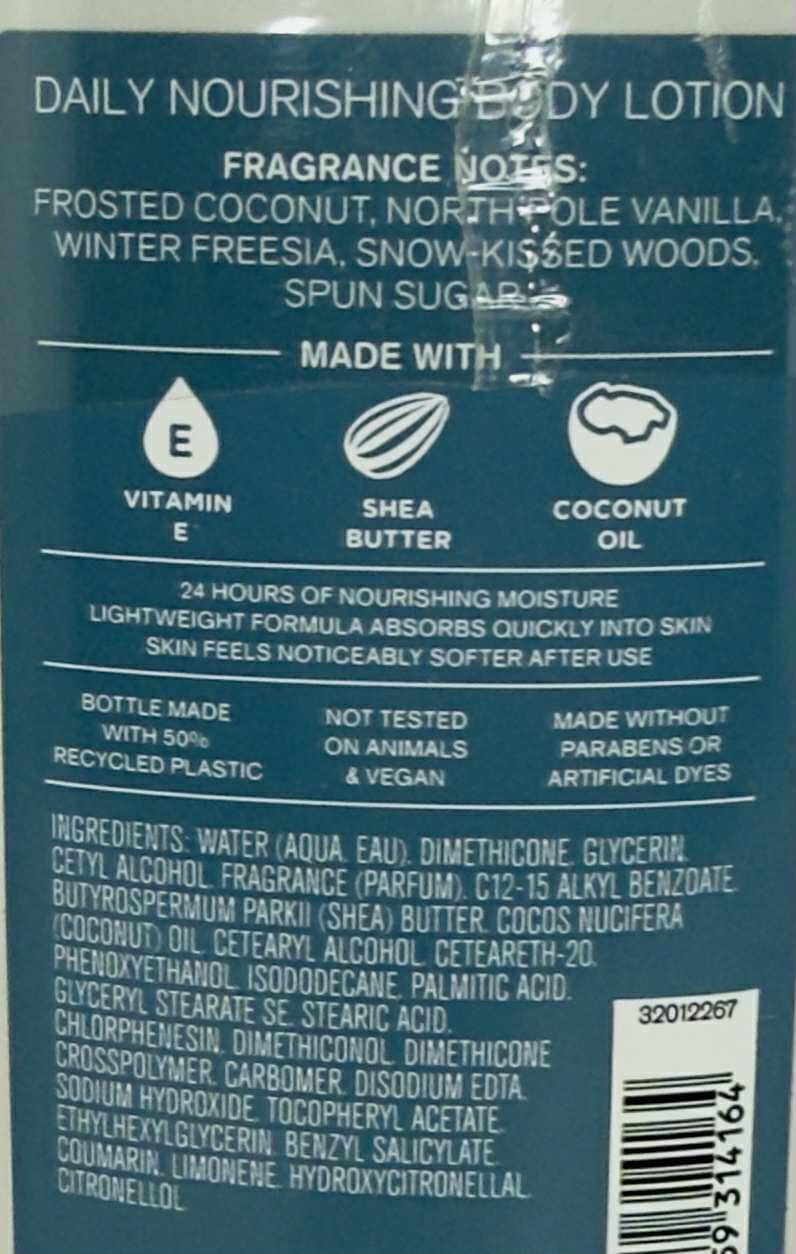 Close-up of Frosted Coconut Snowball lotion texture for smooth skin and easy application