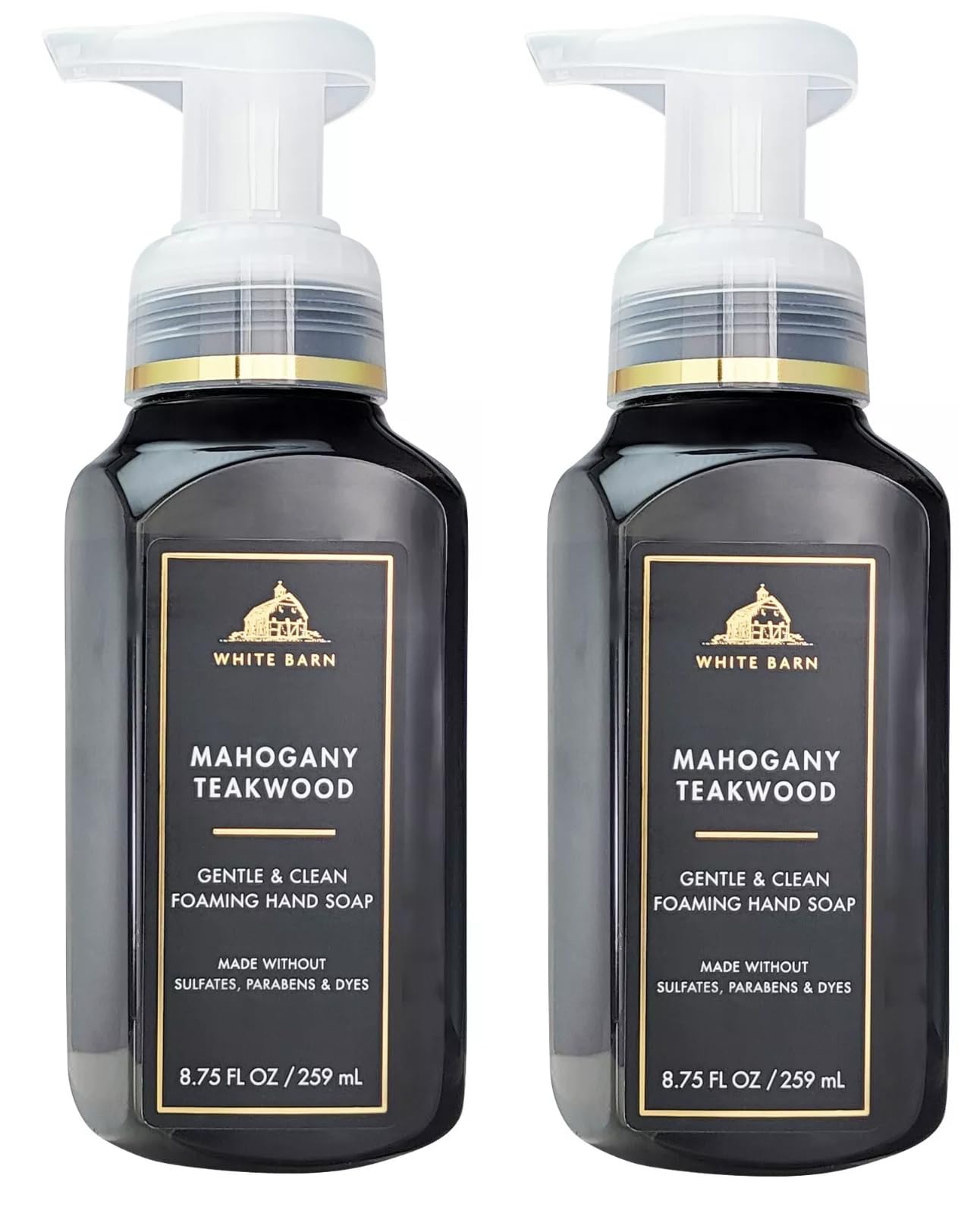 Bath & Body Works Gentle Foaming Hand Soap Mahogany Teakwoods bottle provides soft, creamy lather for clean hands.