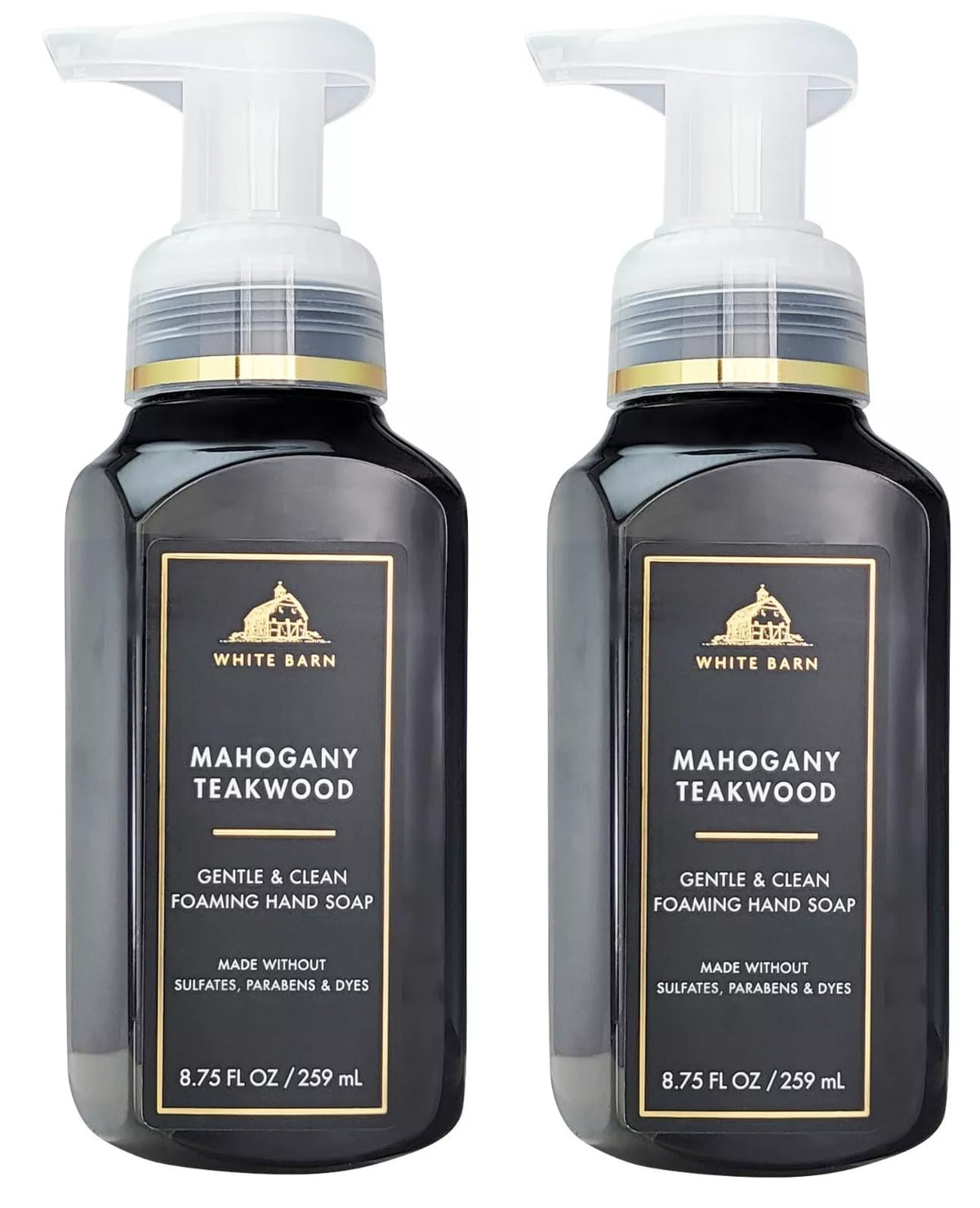 Bath & Body Works Gentle Foaming Hand Soap Mahogany Teakwoods bottle provides soft, creamy lather for clean hands.