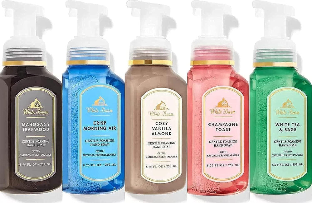 Bath and Body Works Gentle Foaming Hand Soap Kitchen Basics Cozy Vanilla Almond leaves hands clean and scented