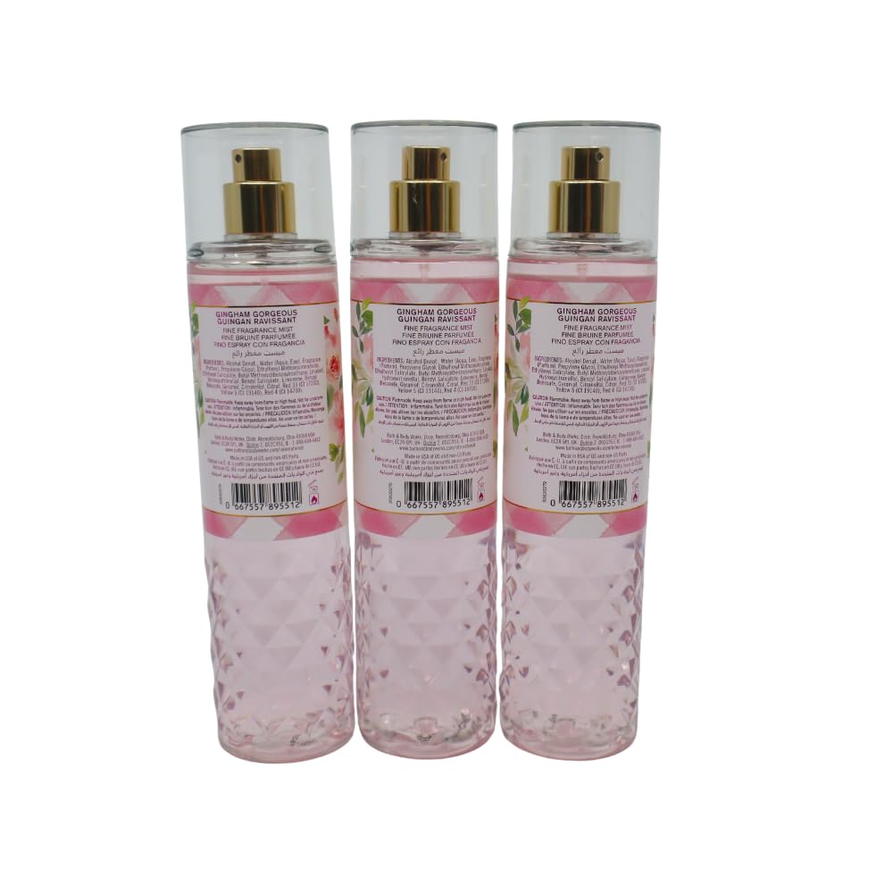 Bath & Body Works Gingham Gorgeous mist fragrance-notes closeup highlighting pink strawberries.