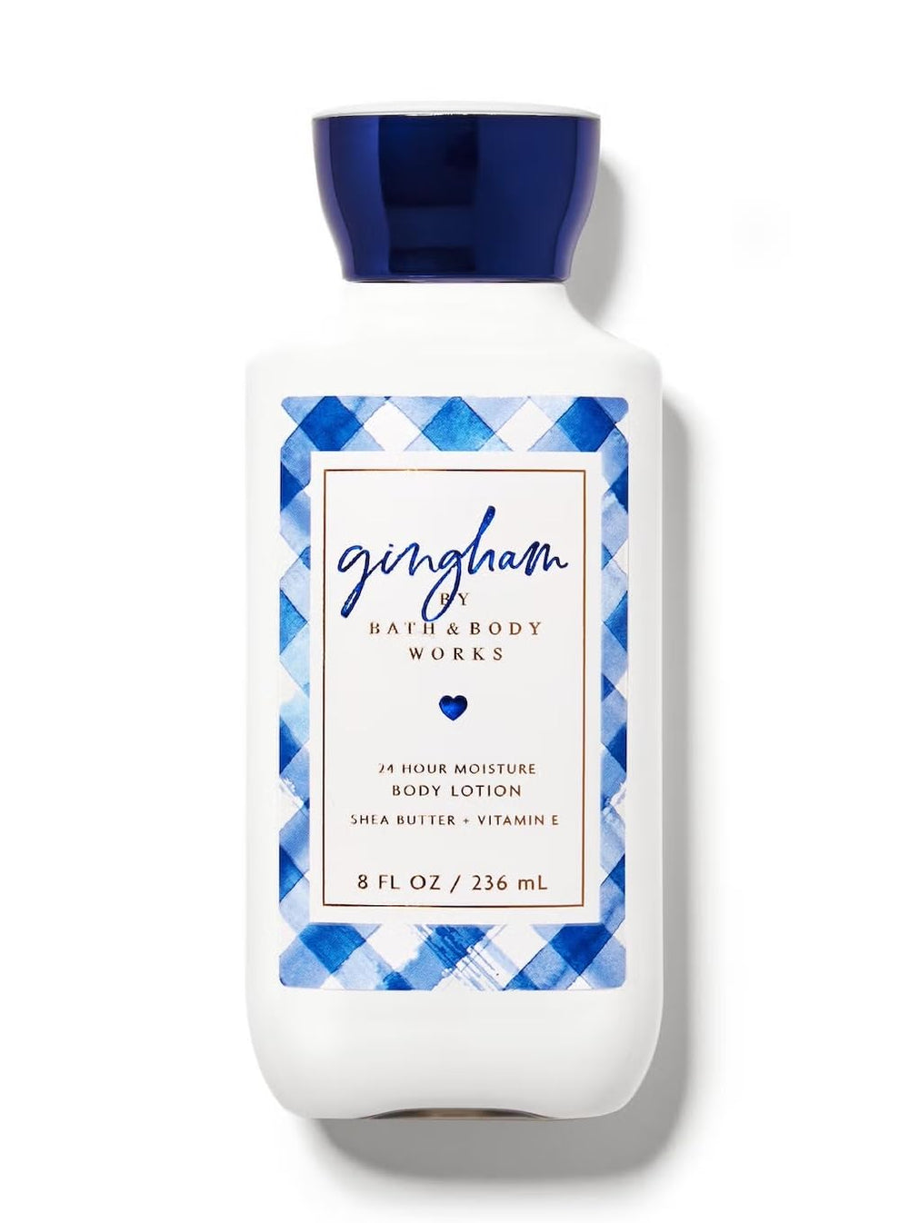 Bath & Body Works Gingham lotion bottle for daily moisturizing with a fast-absorbing, non-greasy feel.