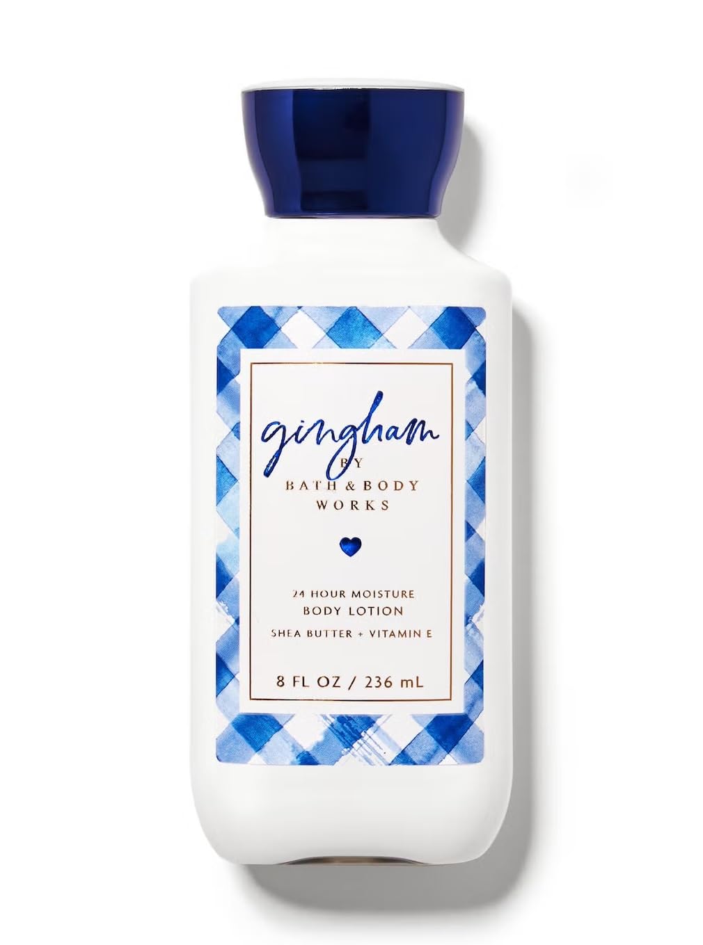 Bath & Body Works Gingham lotion bottle for daily moisturizing with a fast-absorbing, non-greasy feel.