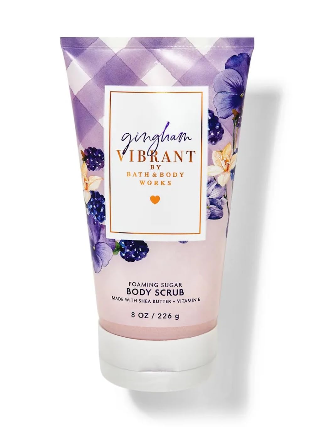 Bath & Body Works Gingham Vibrant body scrub showing creamy lather and gentle exfoliation for radiant skin.