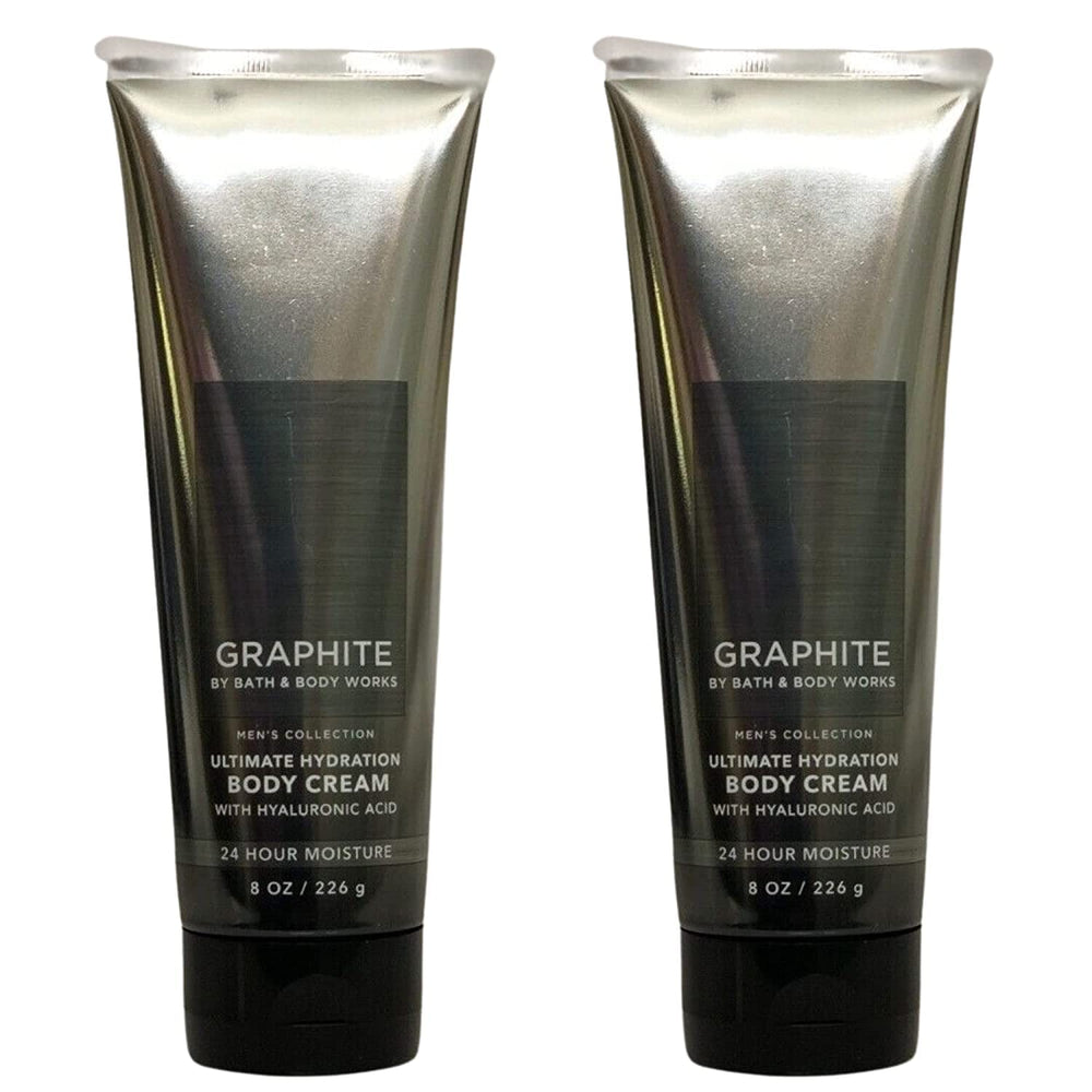 Bath and Body Works Graphite Ultra Hydration Body Cream front view for smooth skin