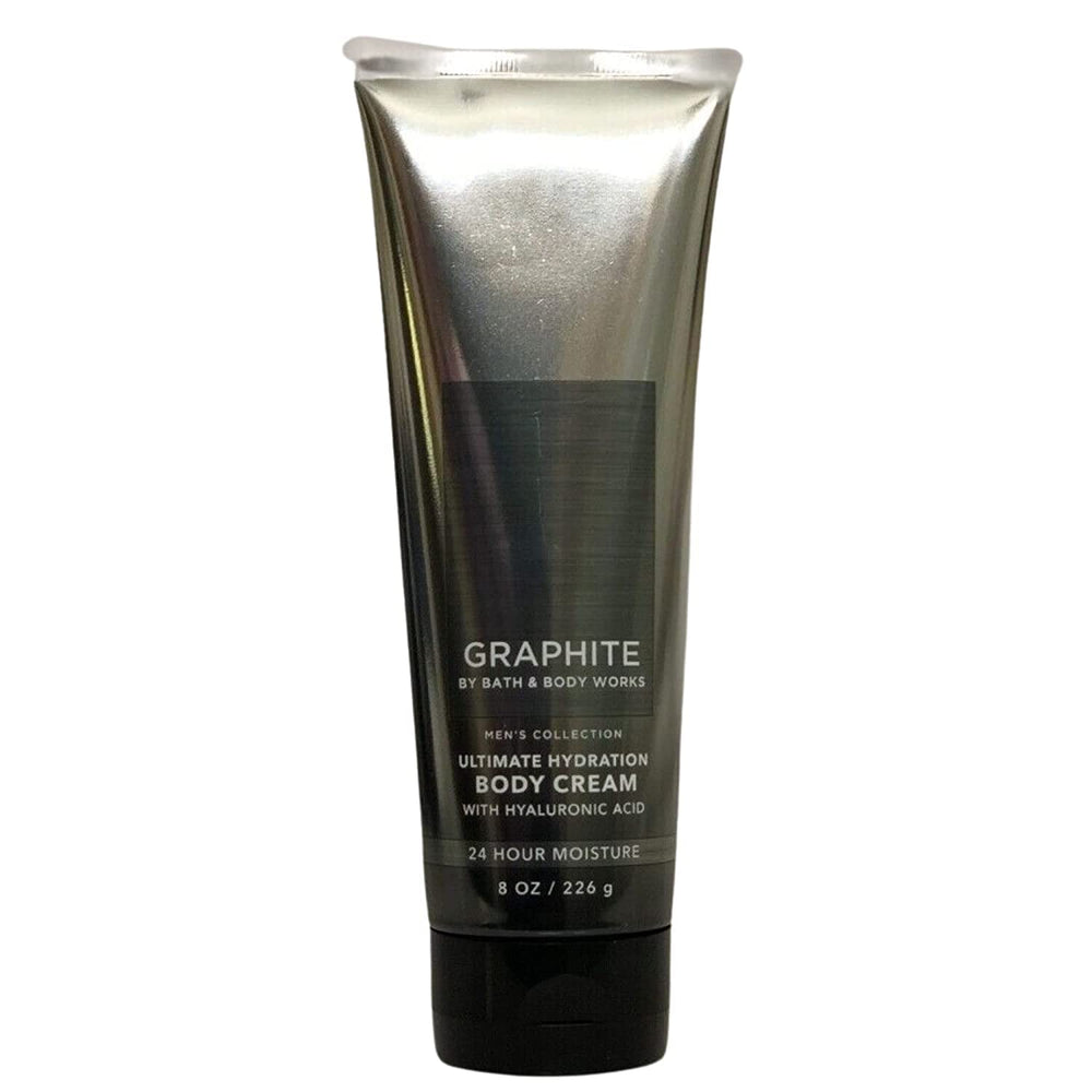 Bath and Body Works Graphite label close-up showing sage bergamot leather notes