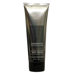 Bath and Body Works Graphite label close-up showing sage bergamot leather notes