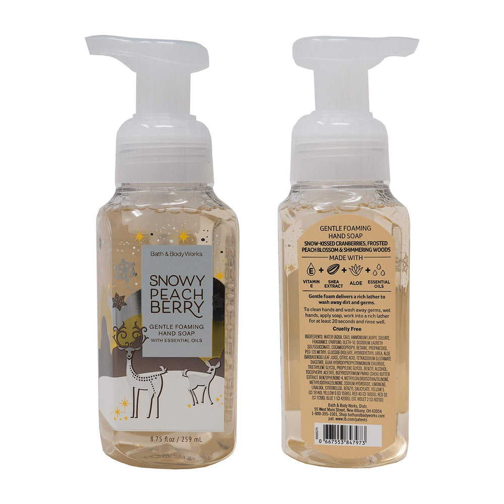 Bath and Body Works Holiday Traditions labels highlighting essential oils for uplifting routine