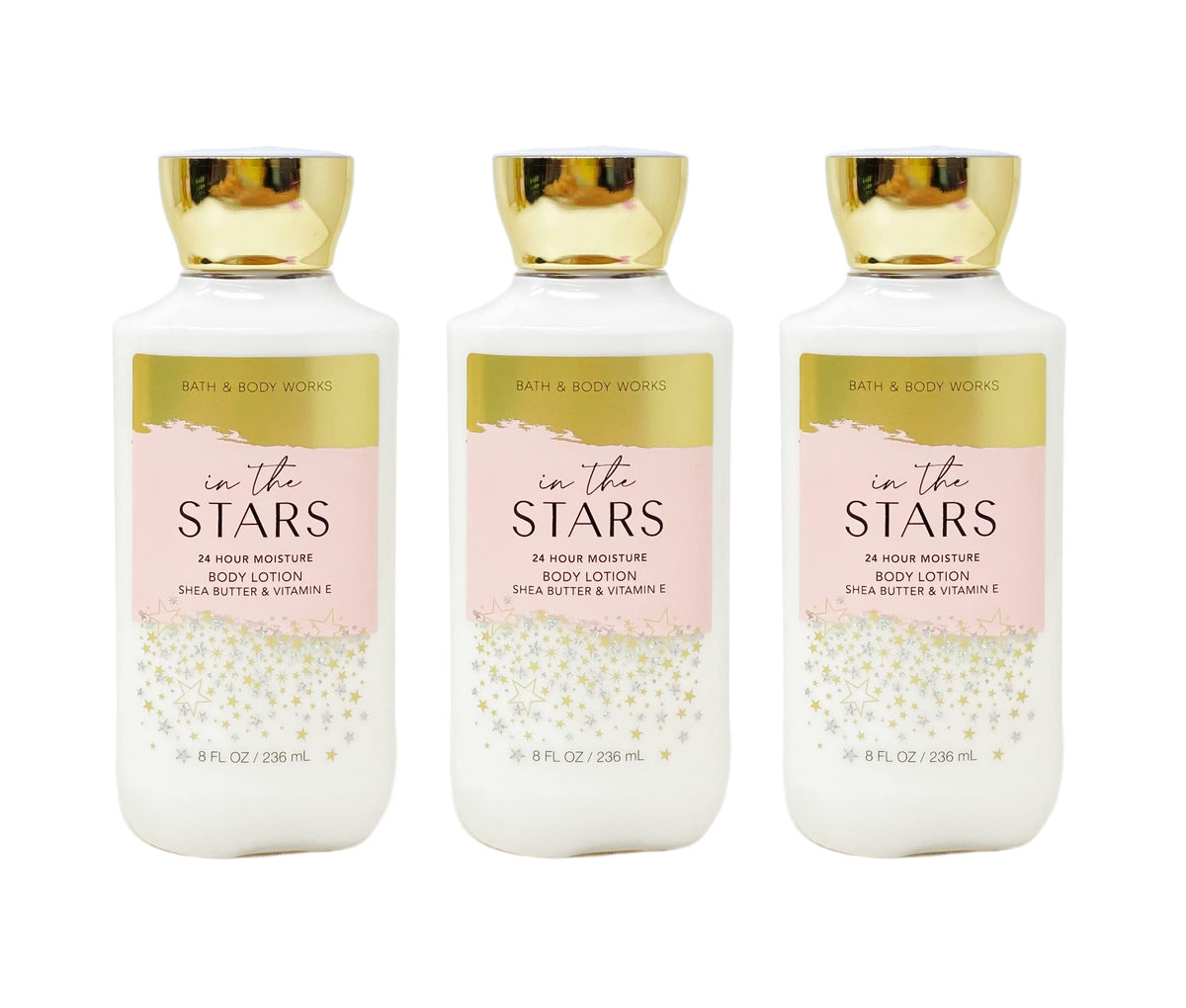Bath & Body Works In the Stars 3-pack front label for daily hydration.
