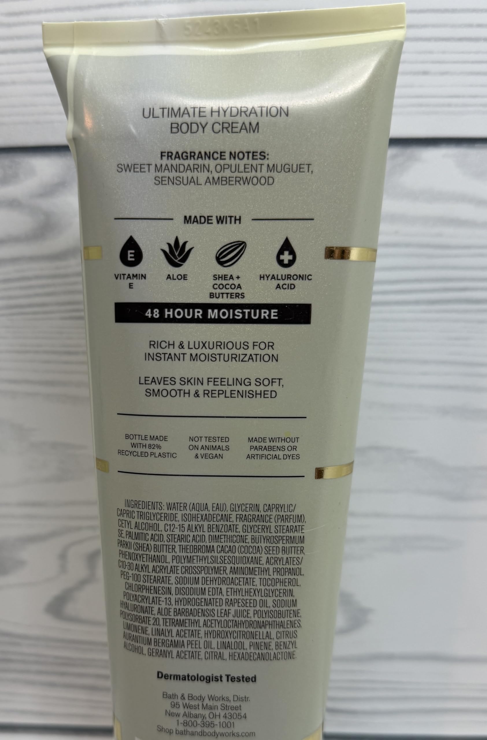 Bath & Body Works Infinite Radiance cream texture shown in use, promotes gentle hydration