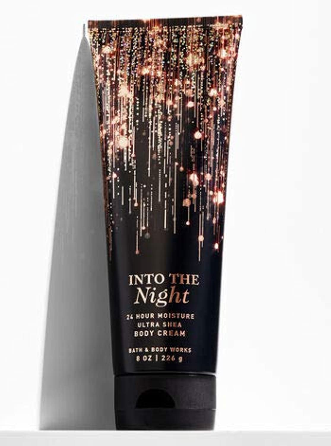 Into the Night Ultra Shea Cream fragrance notes showcased in a product image.