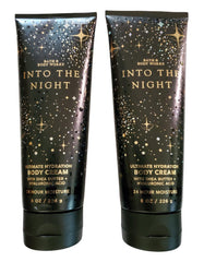 Bath and Body Works Into the Night hydration cream jar for smooth skin.