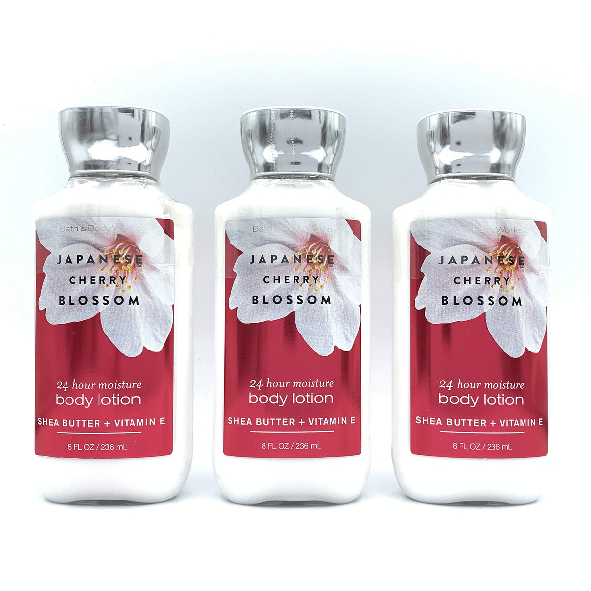 Bath & Body Works Japanese Cherry Blossom lotion bottle close-up for daily hydration and soft fragrance.
