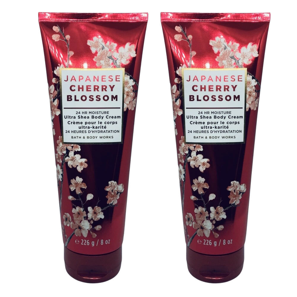 Bath & Body Works Japanese Cherry Blossom two-pack 8 oz body cream for lasting softness.