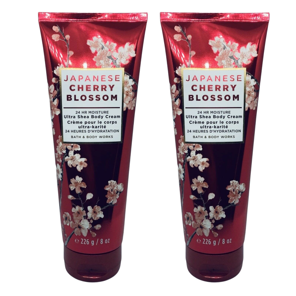 Bath & Body Works Japanese Cherry Blossom two-pack 8 oz body cream for lasting softness.