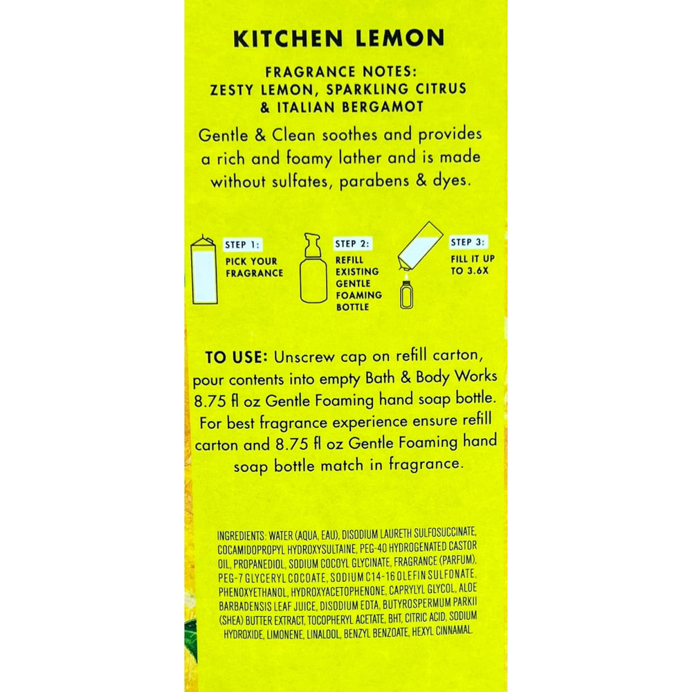 Bath & Body Works Kitchen Lemon foaming pump showing creamy lather for soft hands