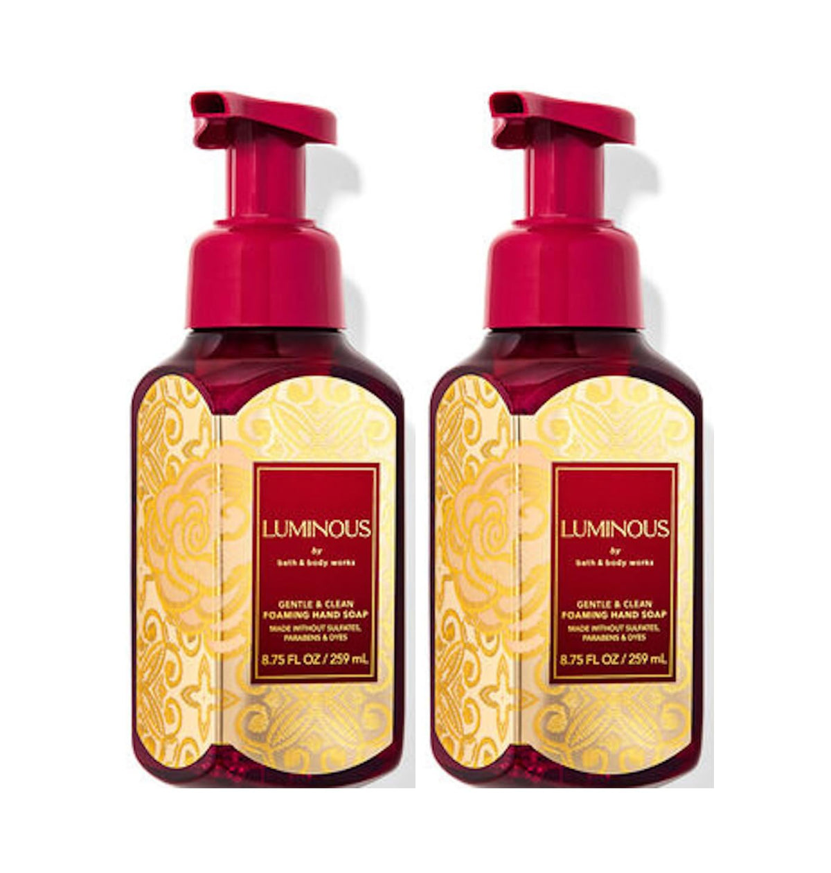 Bath and Body Works Luminous Foaming Hand Soap bottle delivers gentle cleansing for soft hands.