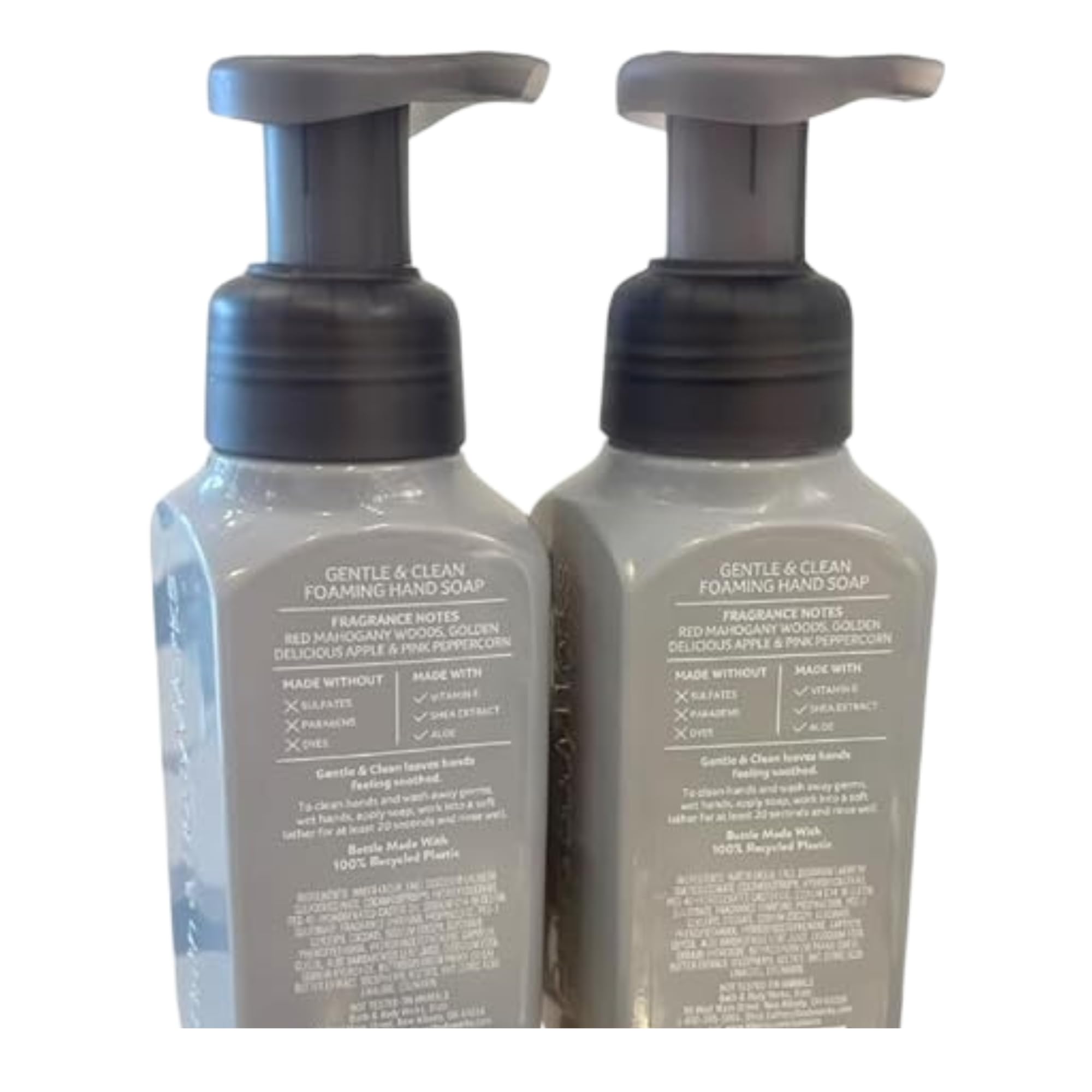 Bath & Body Works Mahogany Apple foaming hand soap label closeup highlighting fragrance.
