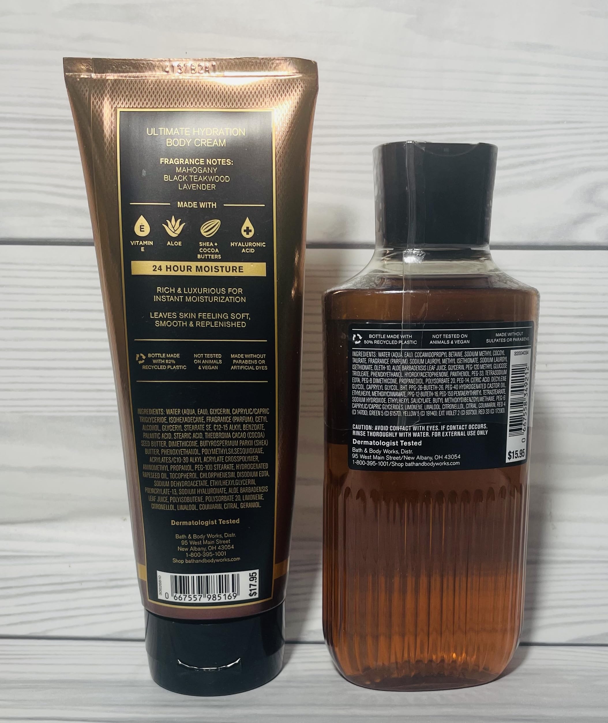 Bath & Body Works body cream with vitamin E and hyaluronic acid for hydration.