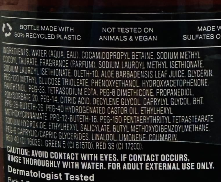 Bath and Body Works Men's Bourbon 3-in-1 label highlights branding and seasonal packaging