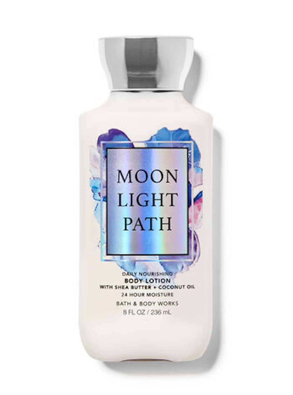 Bath & Body Works Moonlight Path bottle delivering rich moisture and a soft floral scent.
