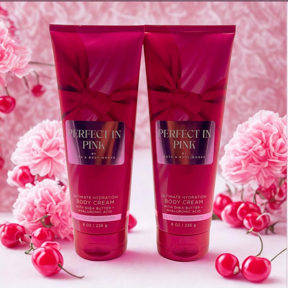 Morning routine with Bath & Body Works Pink cream application