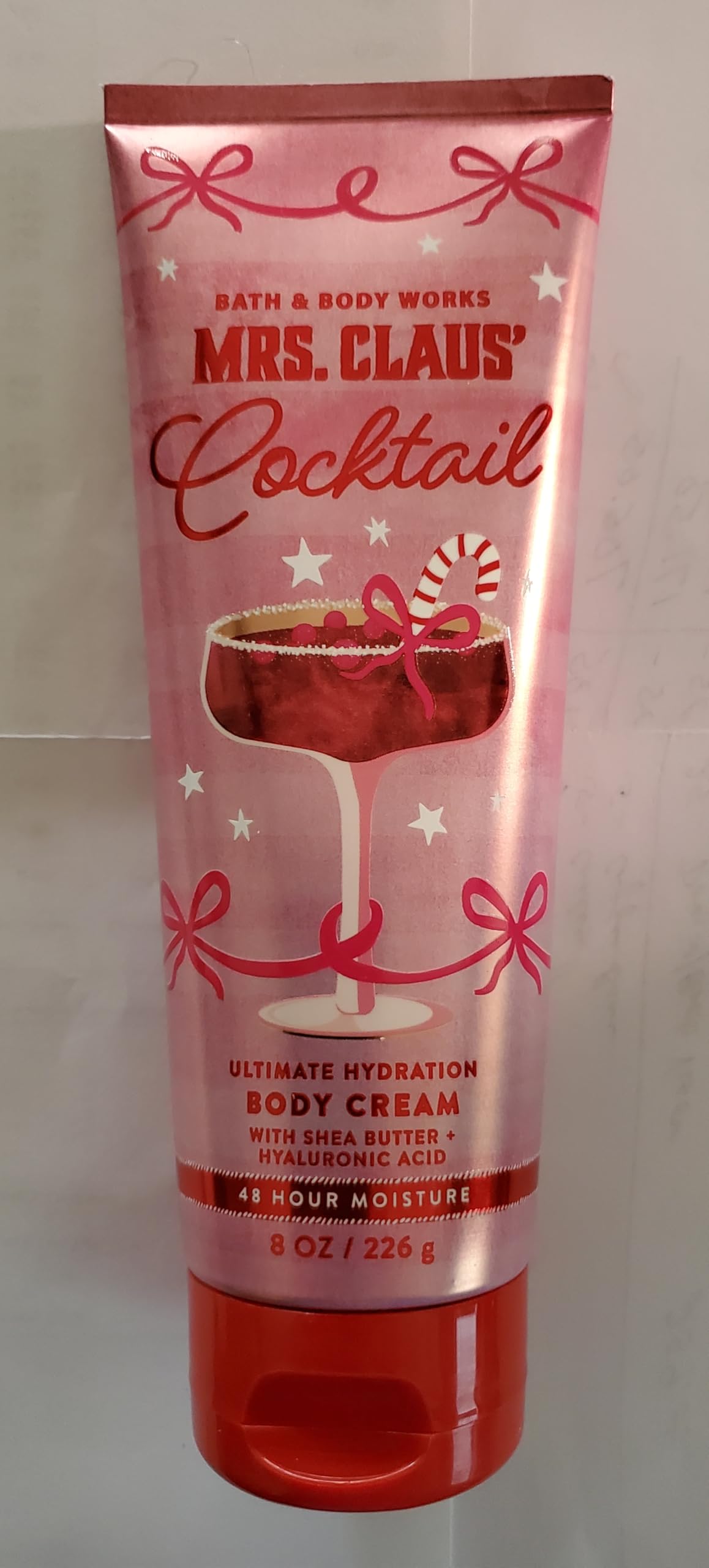 Close-up of creamy texture from Bath & Body Works Mrs Claus Hydration cream.