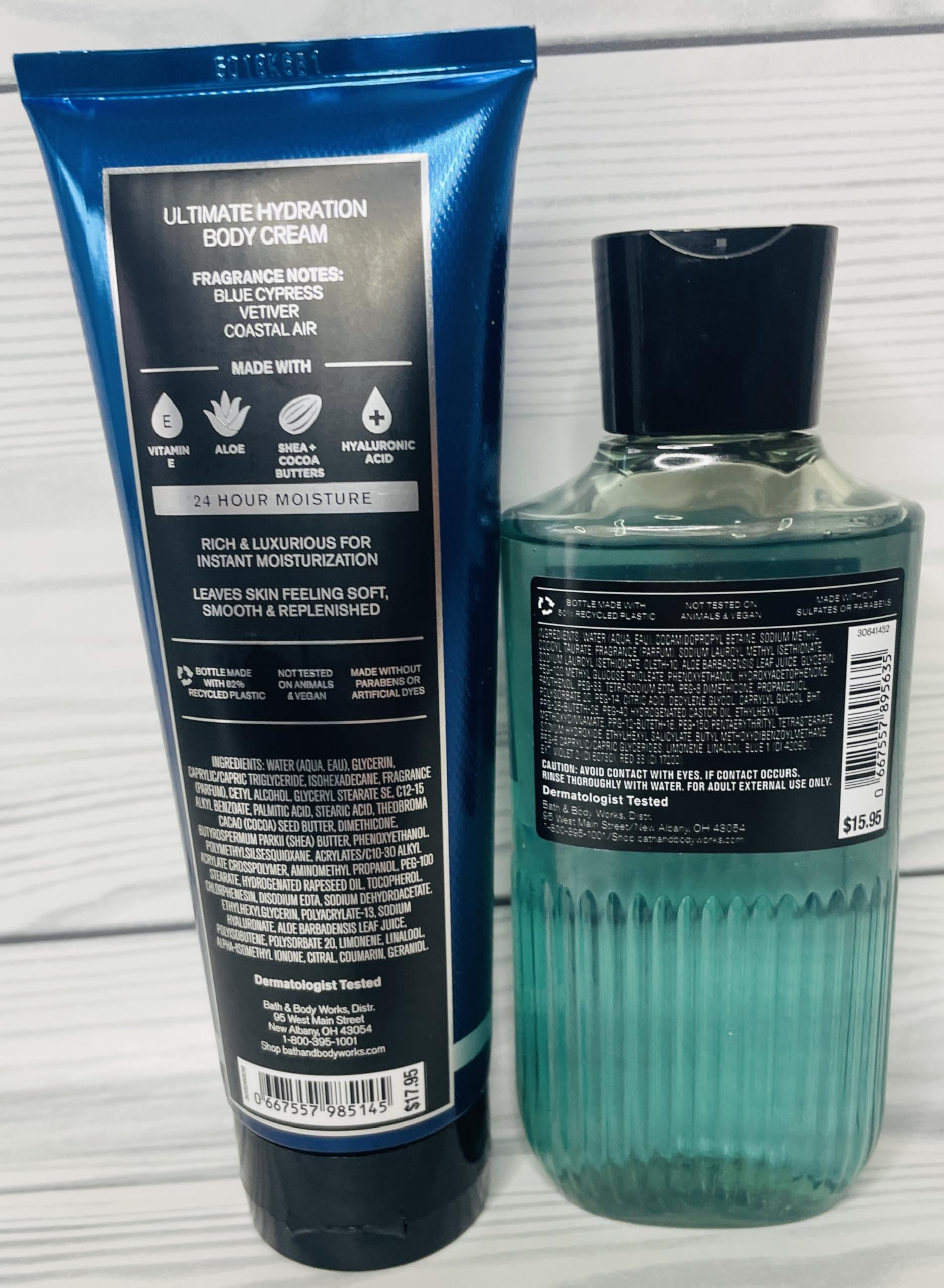 Bath and Body Works Ocean 2-pack on bathroom shelf, ready for daily routine.