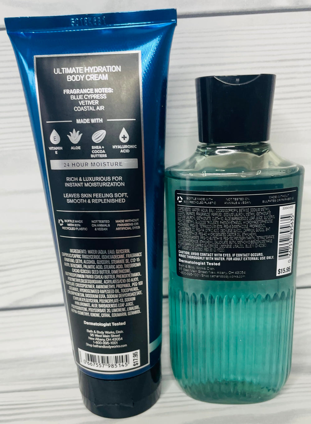 Bath and Body Works Ocean 2-pack on bathroom shelf, ready for daily routine.