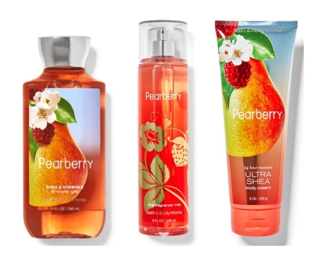 Bath & Body Works Pearberry 3pc bundle packshot highlights vibrant packaging ideal for gifting.