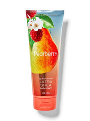 Bath & Body Works Pearberry label closeup reveals elegant design and lasting fragrance appeal.
