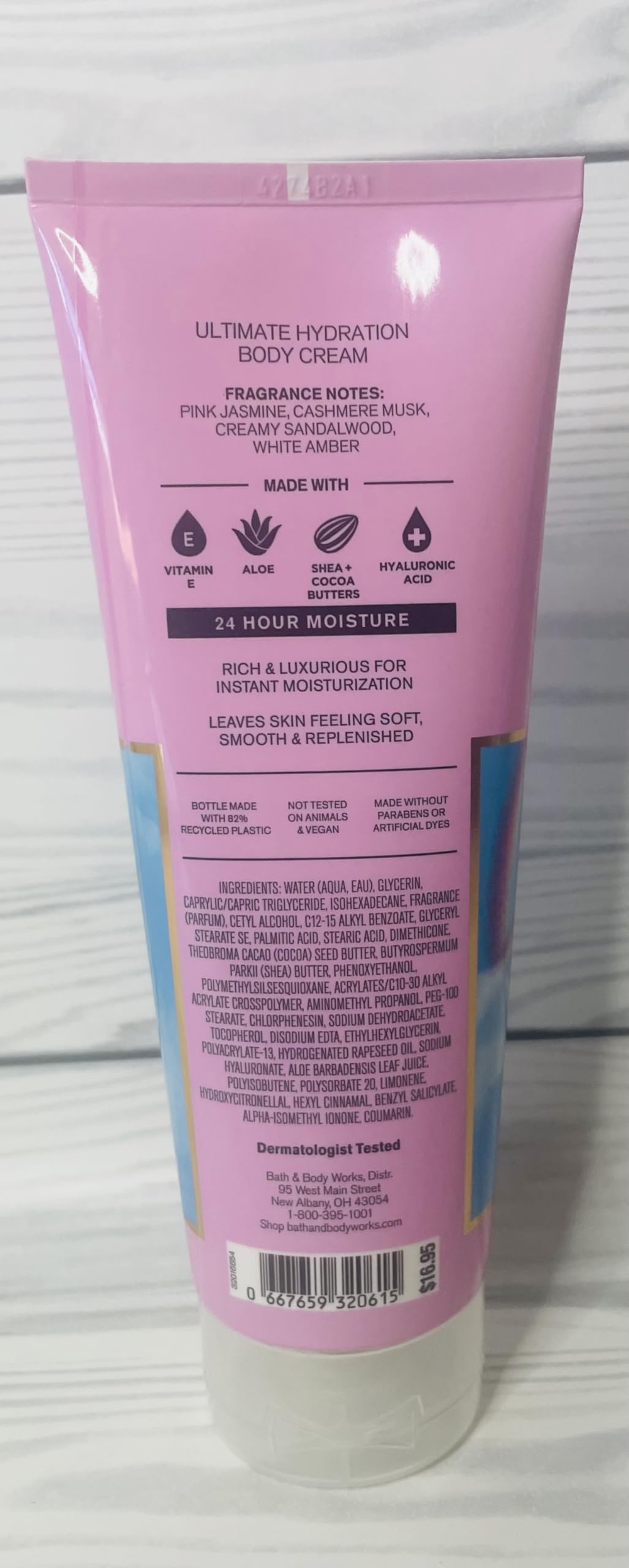 Bath & Body Works Pink Cashmere cream texture swirl shows luxurious moisture.