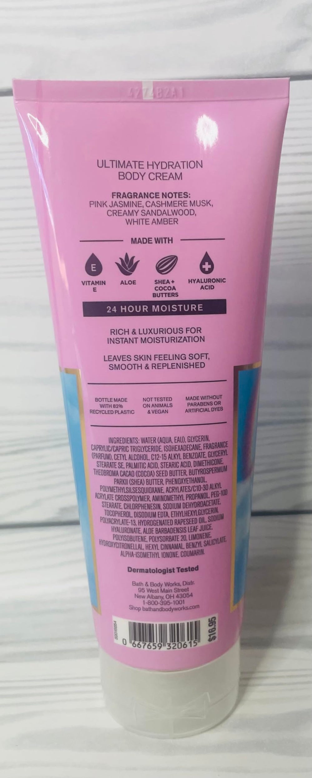 Bath & Body Works Pink Cashmere cream texture swirl shows luxurious moisture.