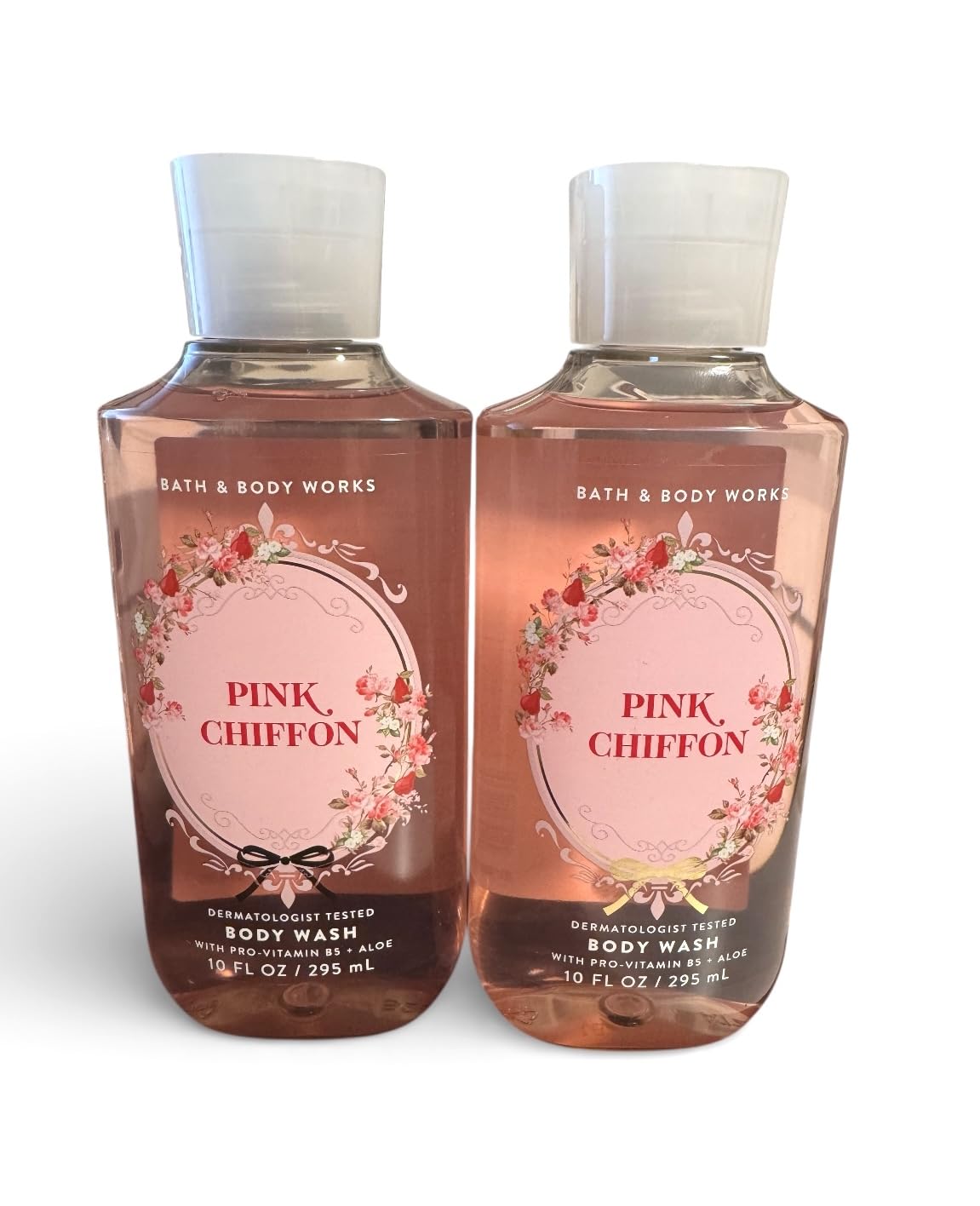 Bath & Body Works Pink Chiffon shower gel bottle, 10 oz, daily cleanse.