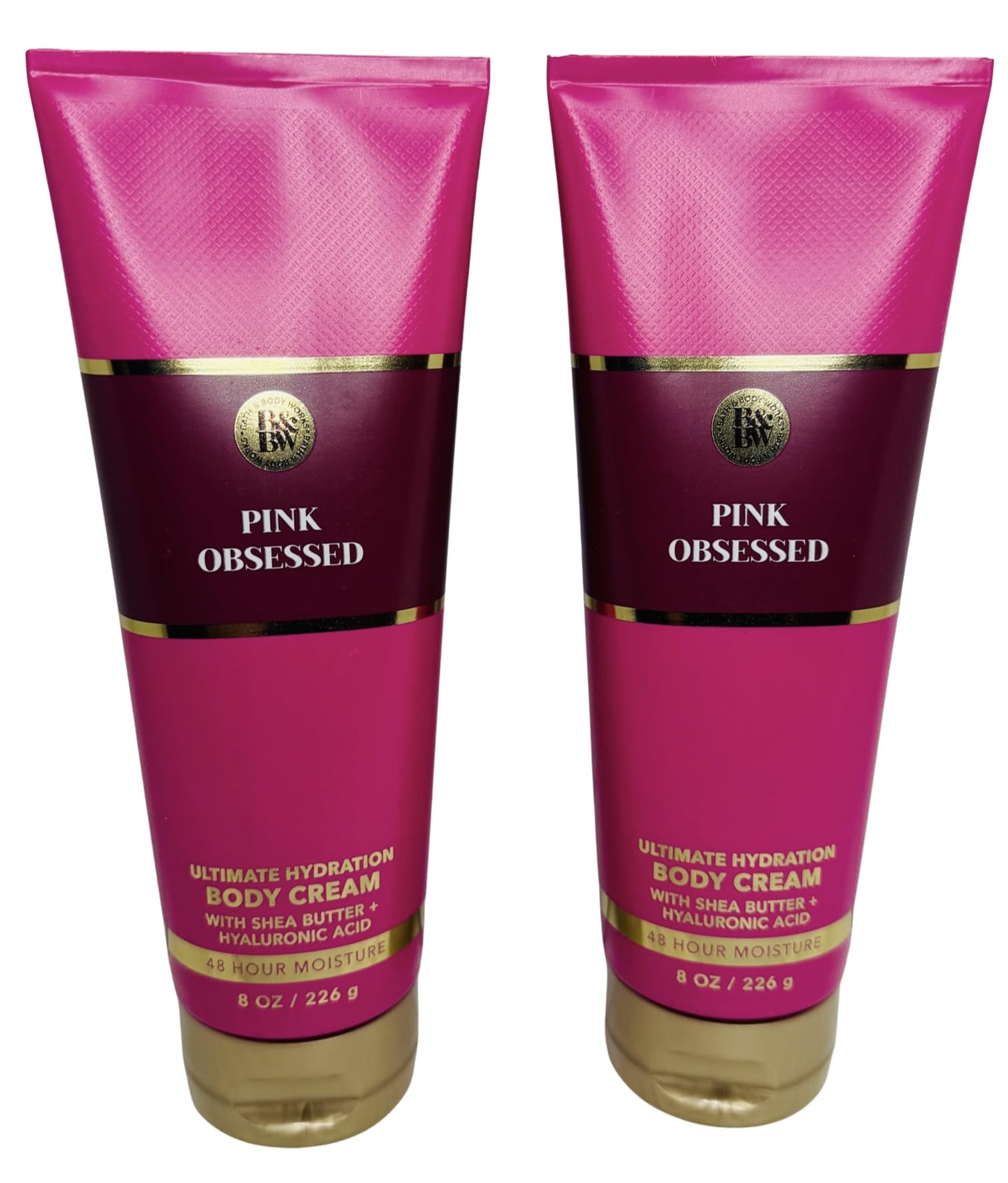 Bath and Body Works Pink Obsessed Ultimate Hydration Cream bottle for silky skin.