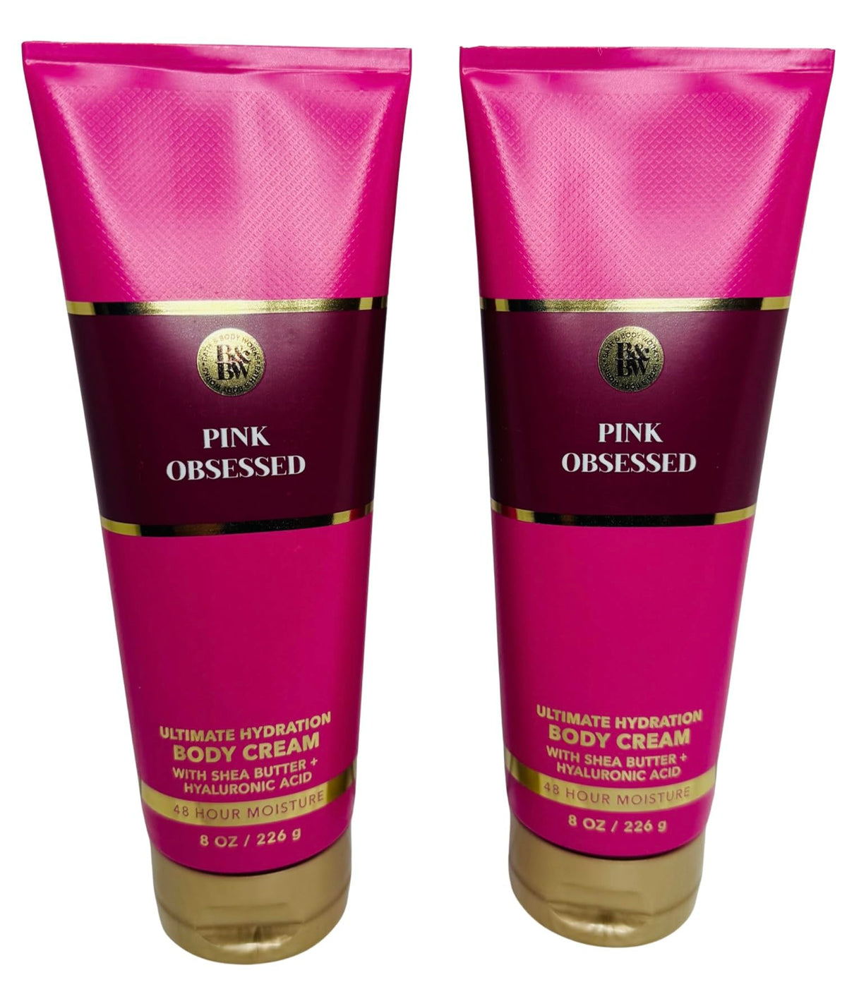 Bath and Body Works Pink Obsessed Ultimate Hydration Cream bottle for silky skin.