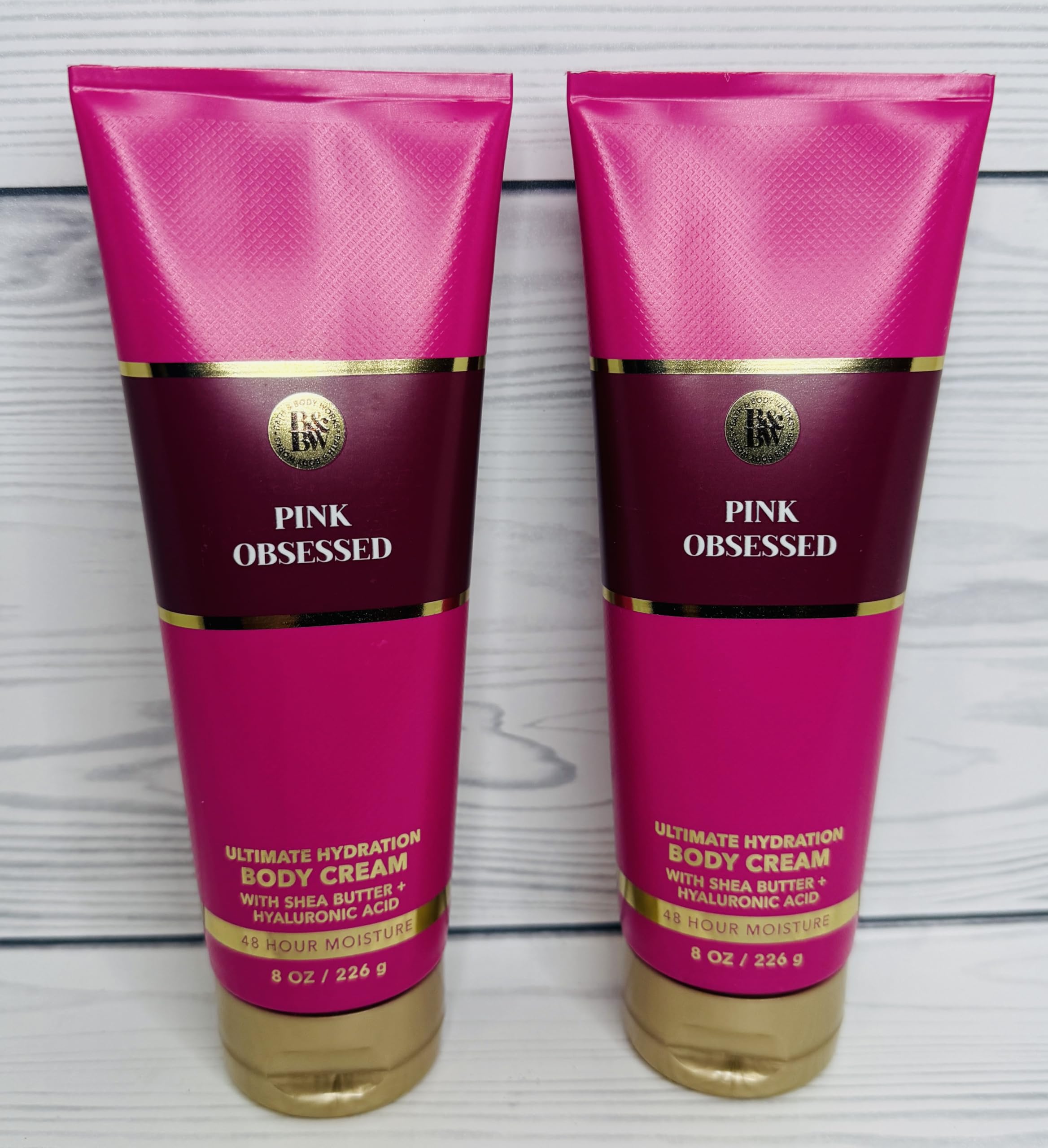 Texture of Bath and Body Works Pink Obsessed cream texture on skin.