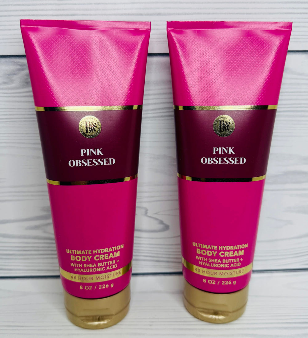 Texture of Bath and Body Works Pink Obsessed cream texture on skin.