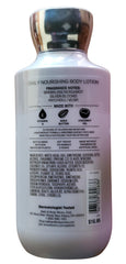Bath & Body Works Platinum Body Lotion label close-up highlighting bergamot and patchouli musk