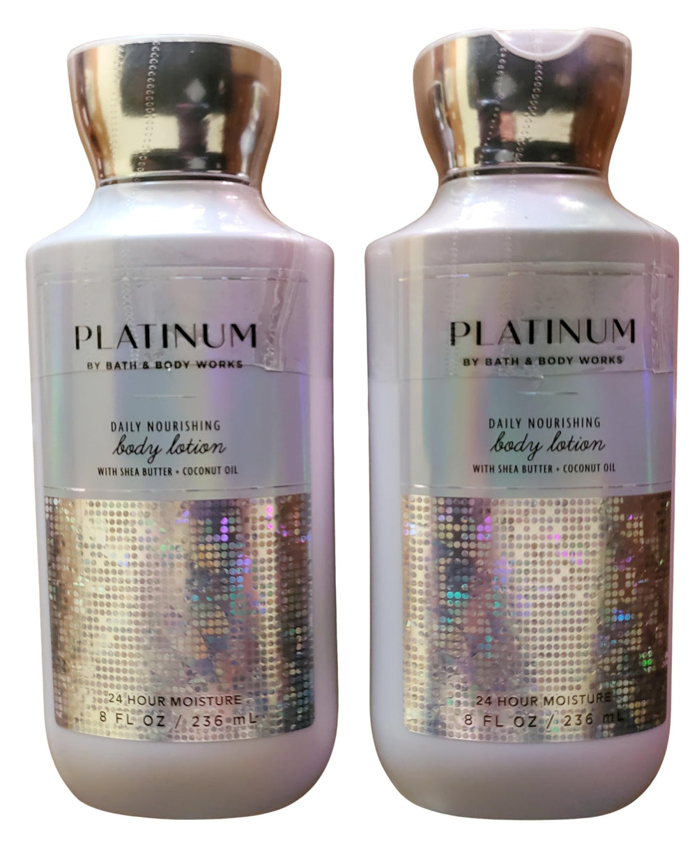 Bath & Body Works Platinum Body Lotion twin-pack packaging ready for gifting