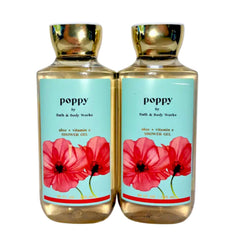 Bath & Body Works Poppy shower gel bottles for a refreshing morning routine.