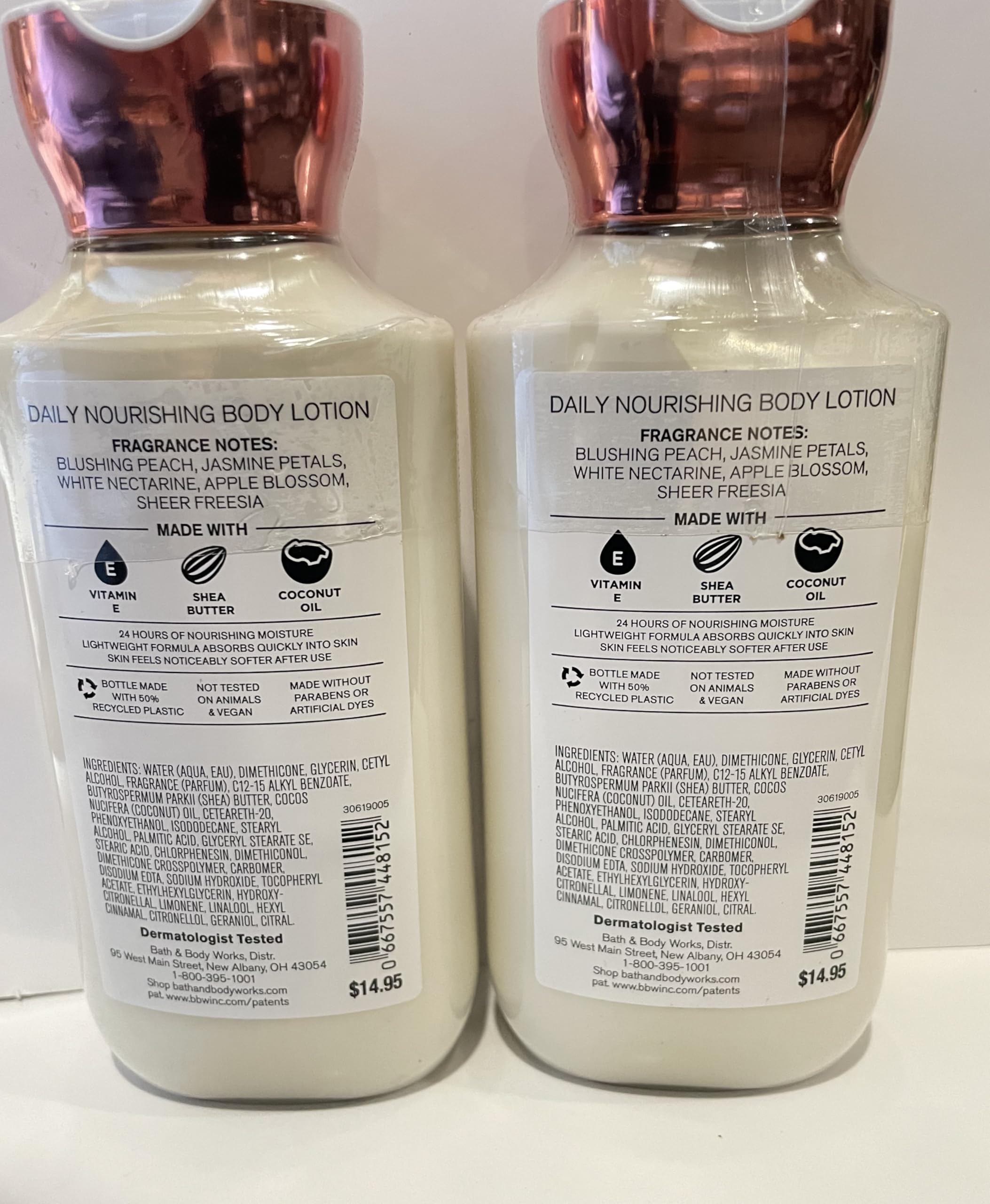 Pretty as a Peach lotion pour shows smooth texture for daily use.