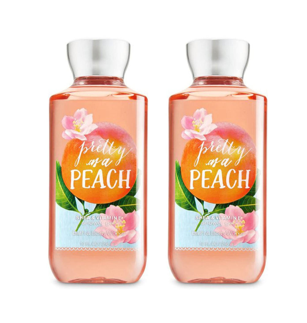 Bath & Body Works Pretty As Peach shower gel gift set, two 10 oz bottles for daily cleansing.