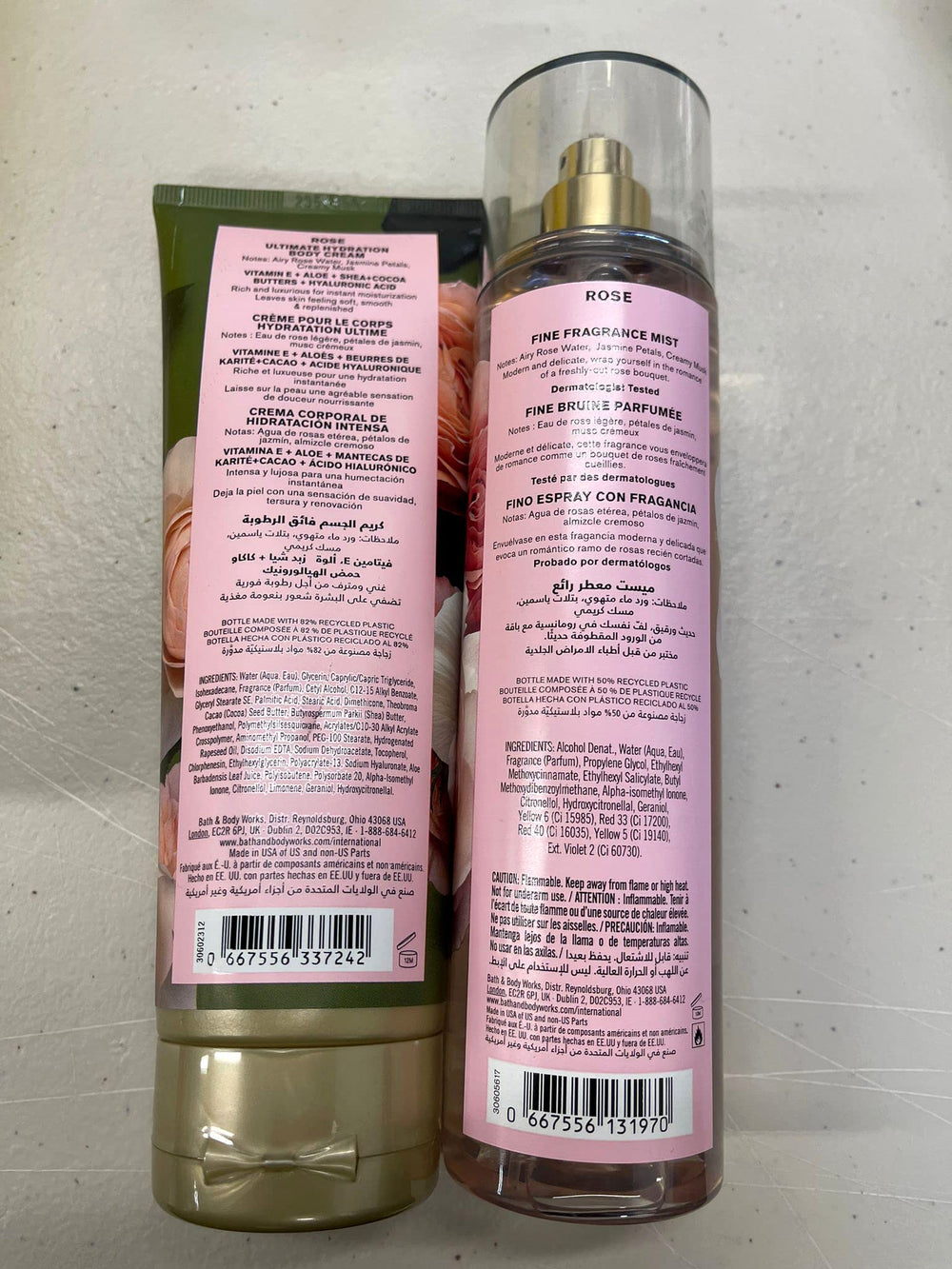 Bath & Body Works Rose Fine Fragrance Mist bottle with lasting scent.