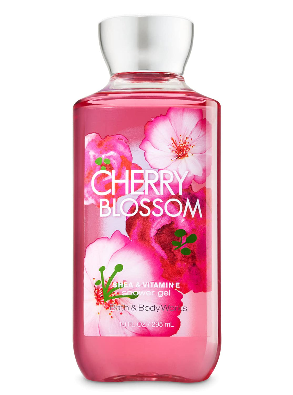 Bath & Body Works Shea & Vitamin E Shower Gel Cherry Blossom bottle pour for a refreshing cleanse.