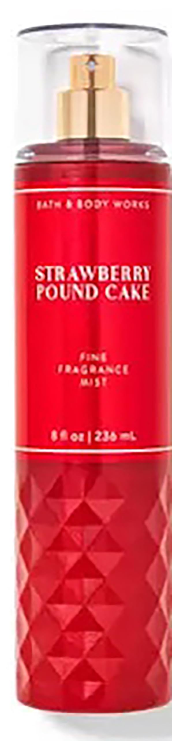 Bath and Body Works Strawberry Pound Cake fragrance mist bottle with a light, refreshing scent.
