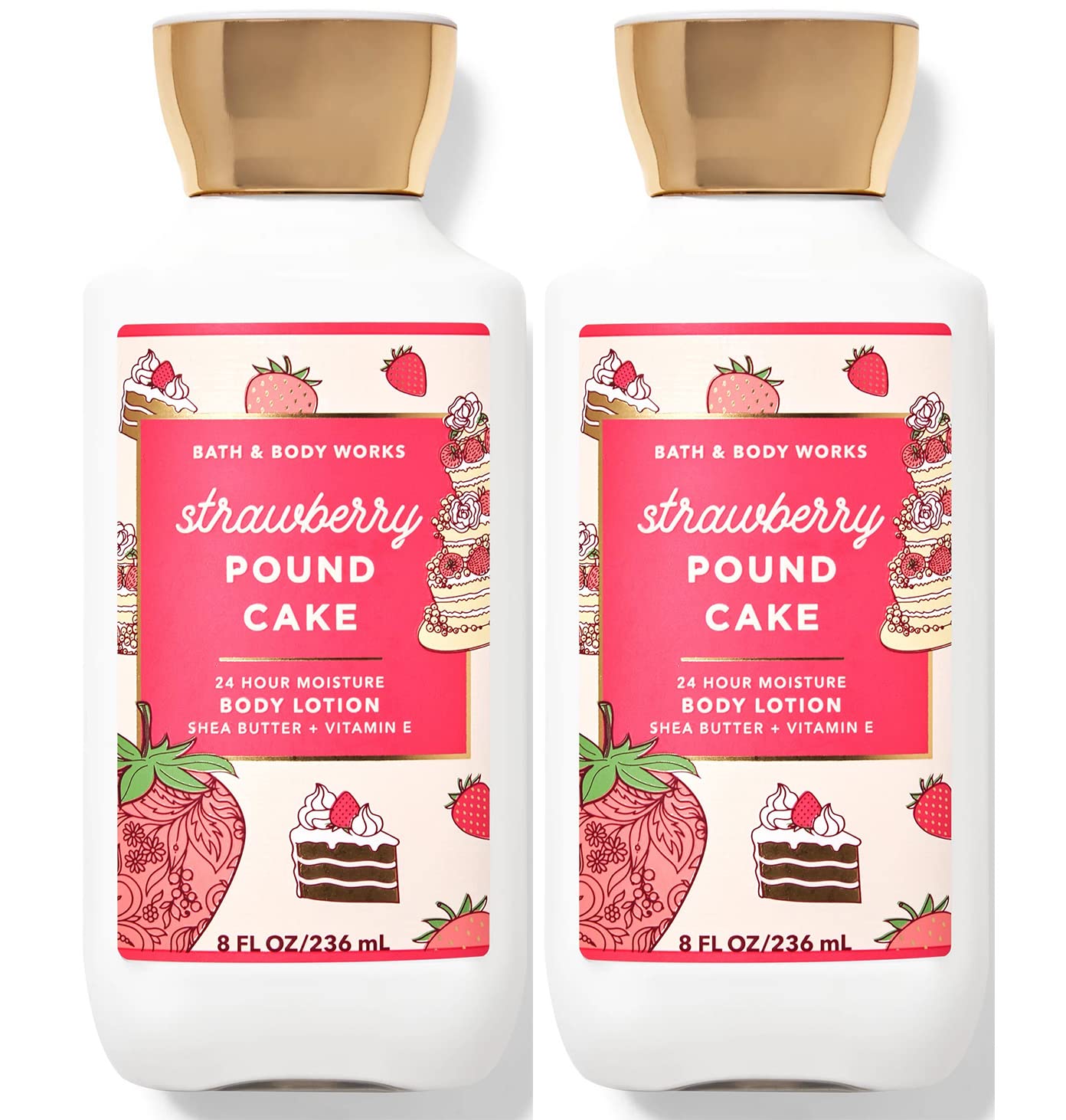 Bath & Body Works Strawberry Pound Cake lotion 2-pack provides daily moisture for soft, nourished skin
