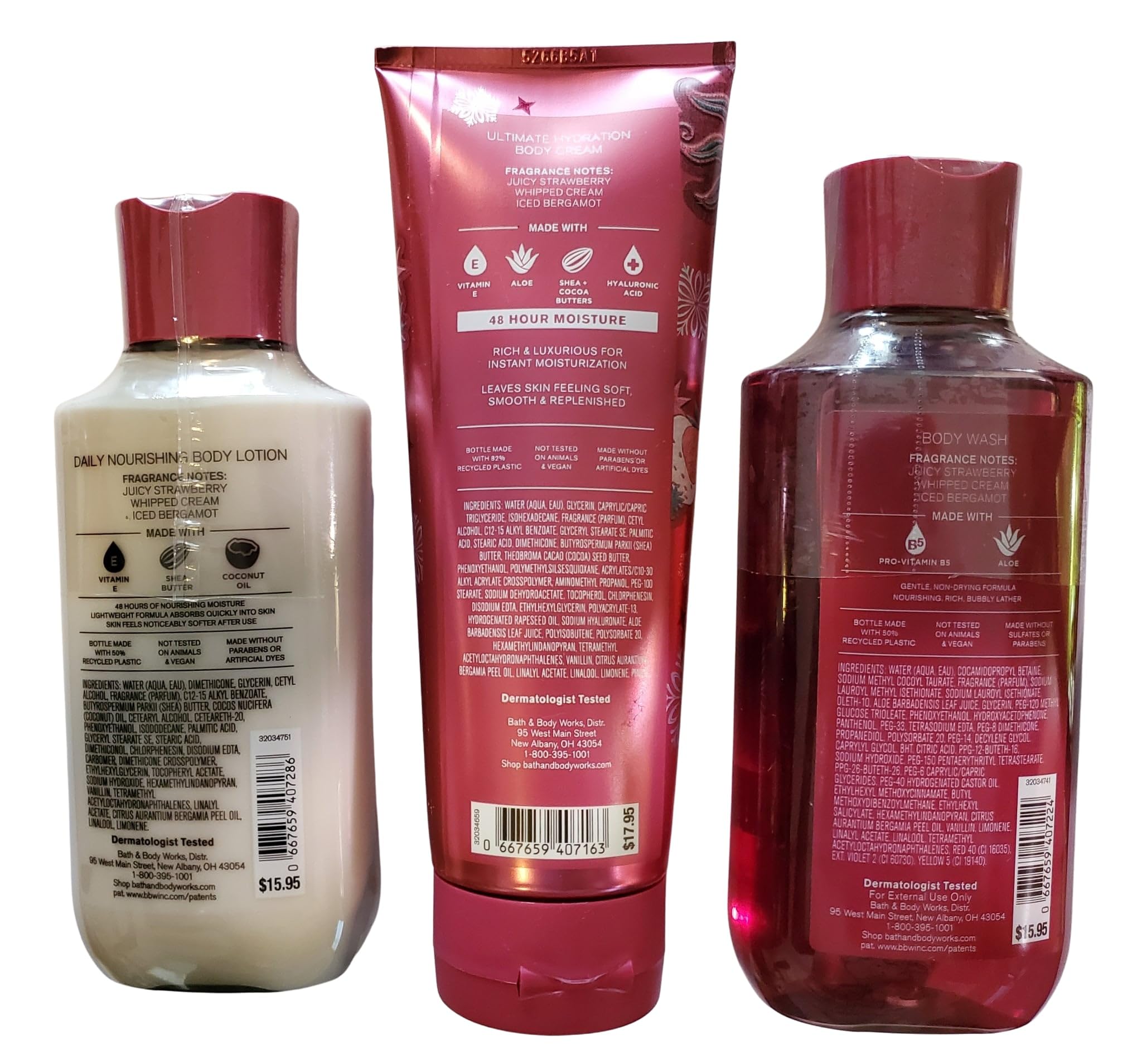 Bath & Body Works Strawberry Snowflakes Lotion bottle; silky hydration for daily moisture.