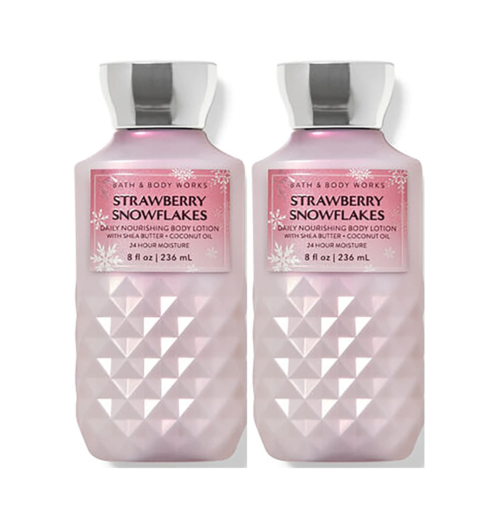 Bath & Body Works Strawberry & Snowflakes lotion set for daily moisture and soft, scented skin
