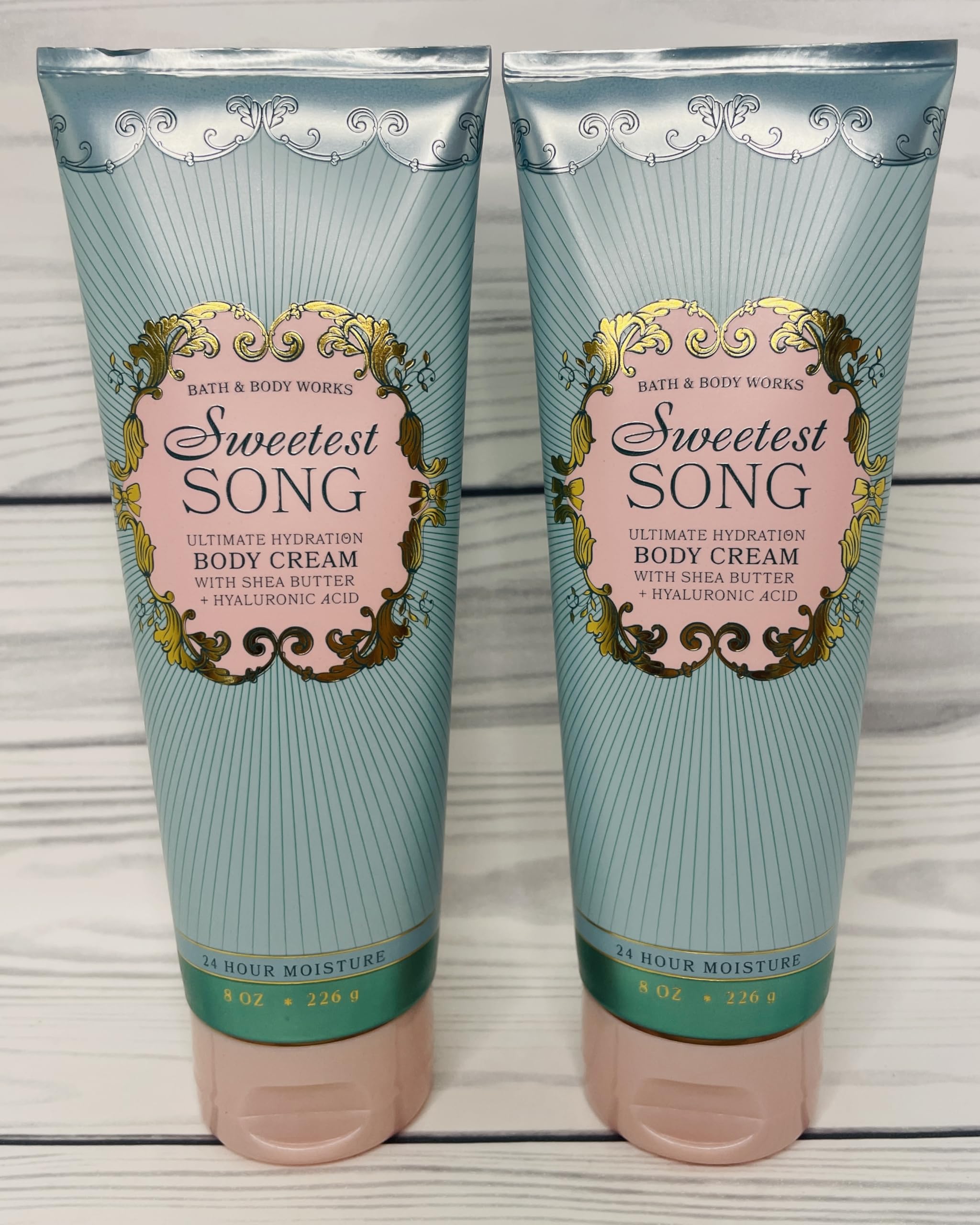 Close-up of Bath & Body Works Sweetest Song cream jar showing rich texture for quick moisturization.